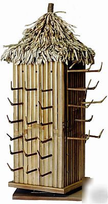 Bamboo retail spinning peg thatch pos rack display
