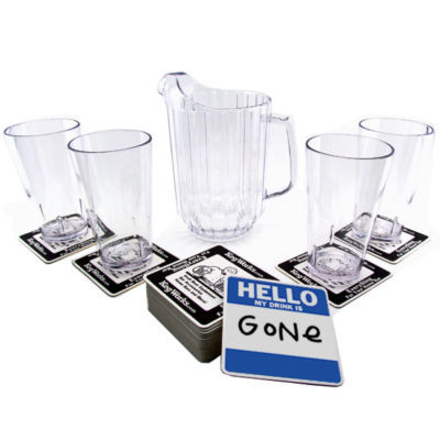 Beer pitcher and pint glass gift set in heavy plastic