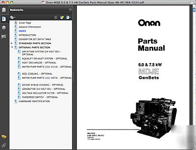 Onan mdje generator operators manual parts -31- manuals