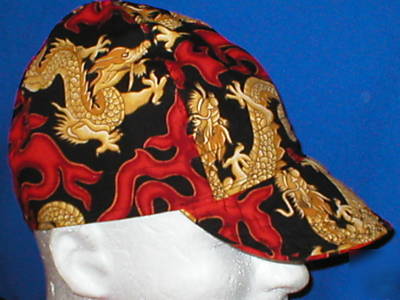 Welding biker hat hats cap caps golden dragon
