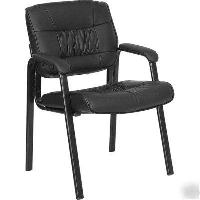 Black leather guest reception chair free shipping