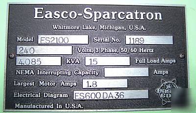 Easco-sparcatron model ES2100 electrical discharge mach