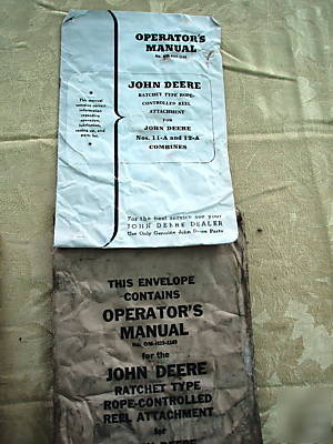 John deere operator's manual reel attachment original