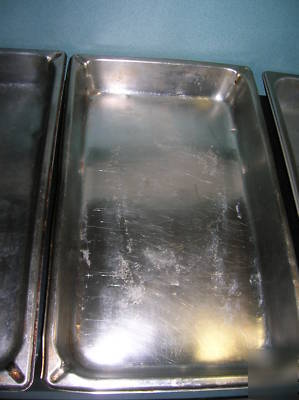 (4) stainless steel full size steam table pans 2 - 1/2 