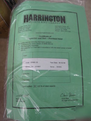 New harrington CF005-10 1/2 ton hand chain hoist (W4)