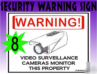 Lot of 8 c-store security cam camera warning signs 
