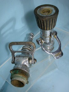 2 vintage collectible elkhart brass fire nozzles 