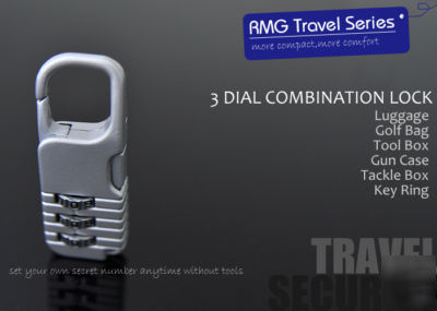 [rmg] travel resettable 3DIAL combination lock-silver