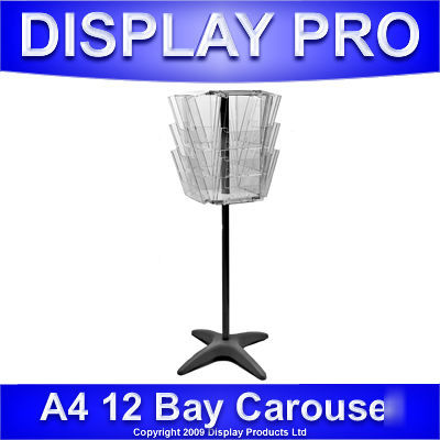 A4 12 bay floor standing leaflet holder carousel stand