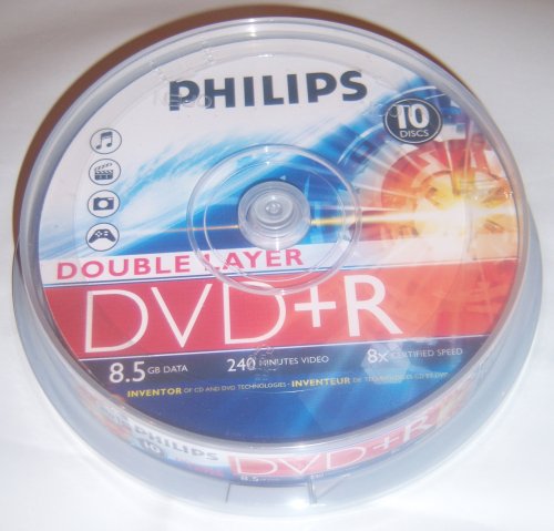 10 philips dual double layer blank dvd discs dvd+rdl