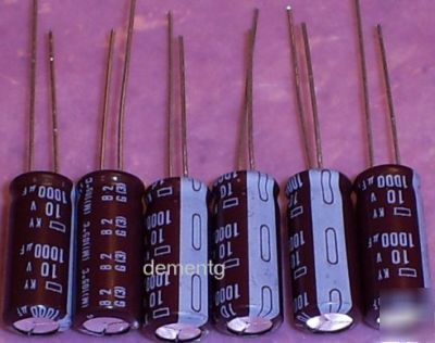 6X nippon ky 1000UF 10V low-esr capacitors 105C 8MM