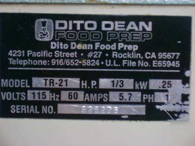 2 dito dean tr-21 commerical vegatable processors