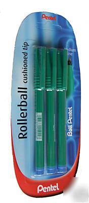 New pentel ball pen 0.8 blue 3 pack cushioned tip 