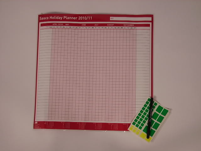 Sasco compact holiday wall year planner 2010 - 2011
