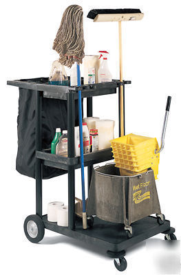 Luxor 3-shelf janitorial cleaning cart free shipping