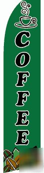 Coffee 15 ft tall swooper feather flag with pole 