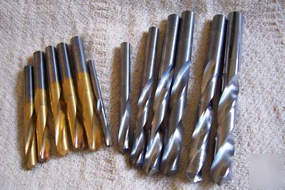 13 pc. lot solid carbide drills some tin coated