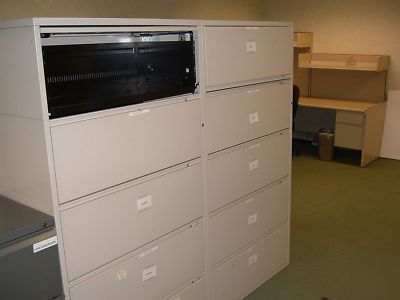 Beige 5 drawer lateral files used office furniture 