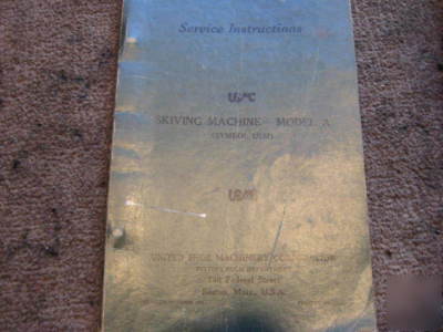Usmc skiving machine model a service book