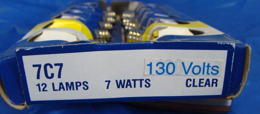 Ge 7C7 indicator lamps - clear- 7 watts 130 volts