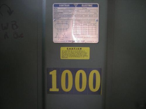 Transformer 1000 kva vantran, tested and certified