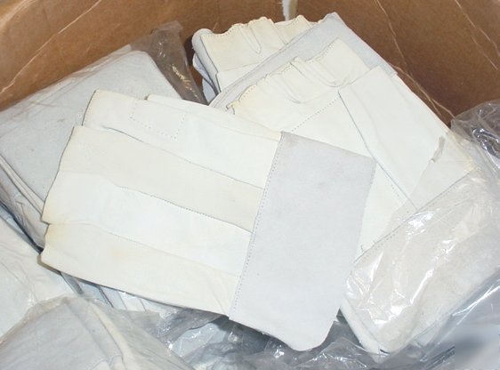 White leather lot 132 fingerless work gloves l / xl 
