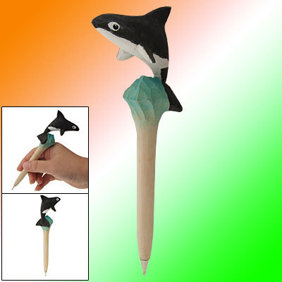 Stylish wooden ball point pen blue ink dolphin shaped