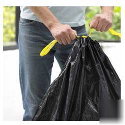 12 black sacks bin liner bags on roll with drawstring