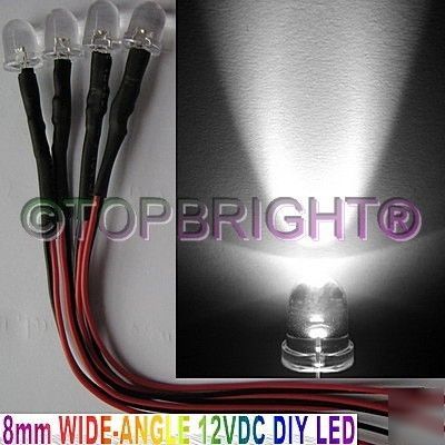 20PC 12VDC 8MM wide angle 40Â° white led for car,rv,diy