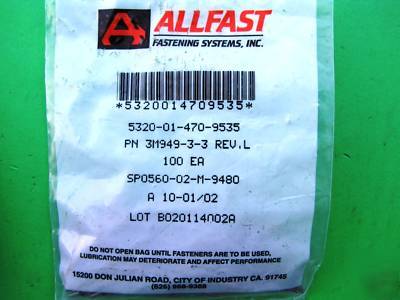 Allfast 3M949-3-3 blind rivet - pack of 100