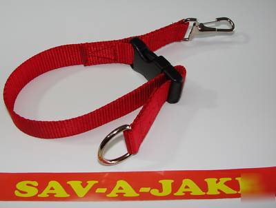 Firefighter quick release glove strap sav-a-jake red