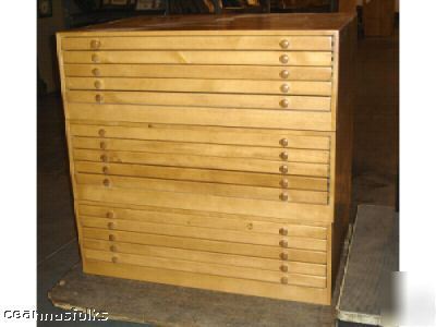 Flat file cabinet solid wood 15 drawers custom finish 