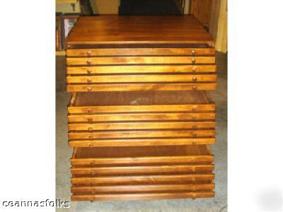 Flat file cabinet solid wood 15 drawers custom finish 