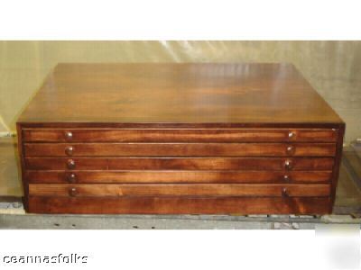 Flat file cabinet solid wood 15 drawers custom finish 
