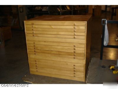 Flat file cabinet solid wood 15 drawers custom finish 