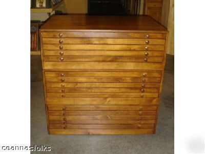 Flat file cabinet solid wood 15 drawers custom finish 