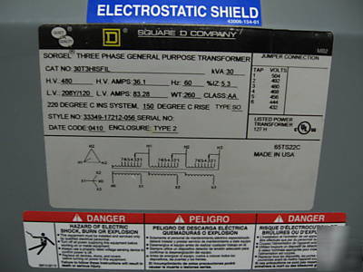 Square d 30 kva 3 phase transformer 30T3HISFIL