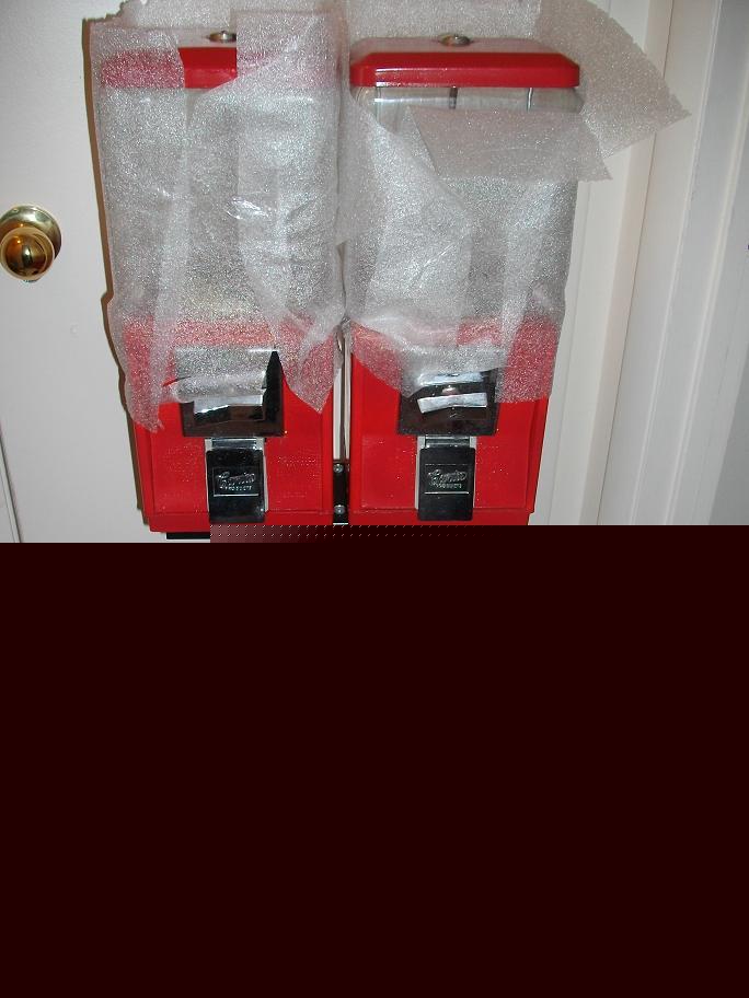 Double dual head gumball candy quarter vending machine