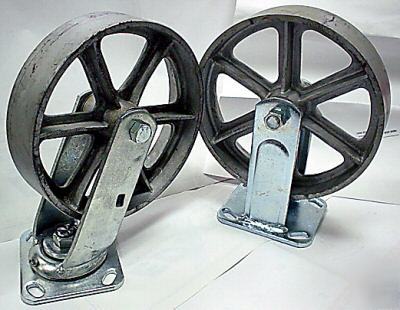 New 40PC,8â€X2â€ silver brand cast iron/steel casters,