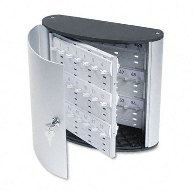 Locking 54-key brushed aluminum cabinet silver