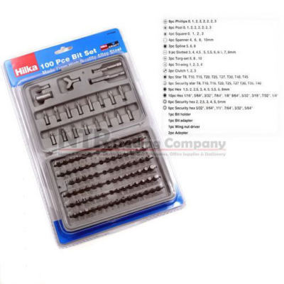 100 pc drill bit bits set -torx tri wing posi hex allen