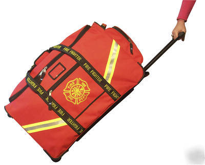 Fireman rolling wheeled turnout gear bag fire luggage 