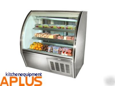Leader refrigerated deli case curved glass high 48