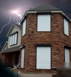 Motorized security storm hurricane rolling shutters