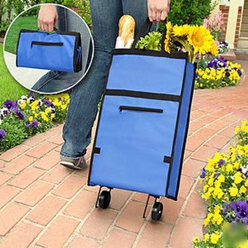 Rolling cloth bag grocery/shopping/utility cart folding