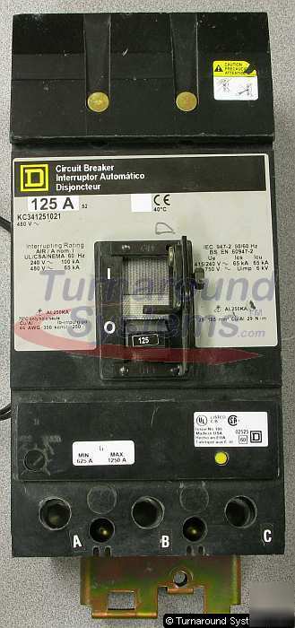 Square d KC341251021 circuit breaker, 125 a, shunt trip