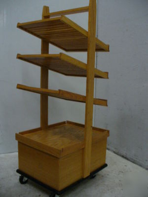 Used kmp fixtures wood bakery display rack 