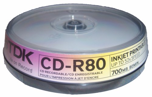 10 tdk blank discs cd cd-r printable cdr 52X 700MB