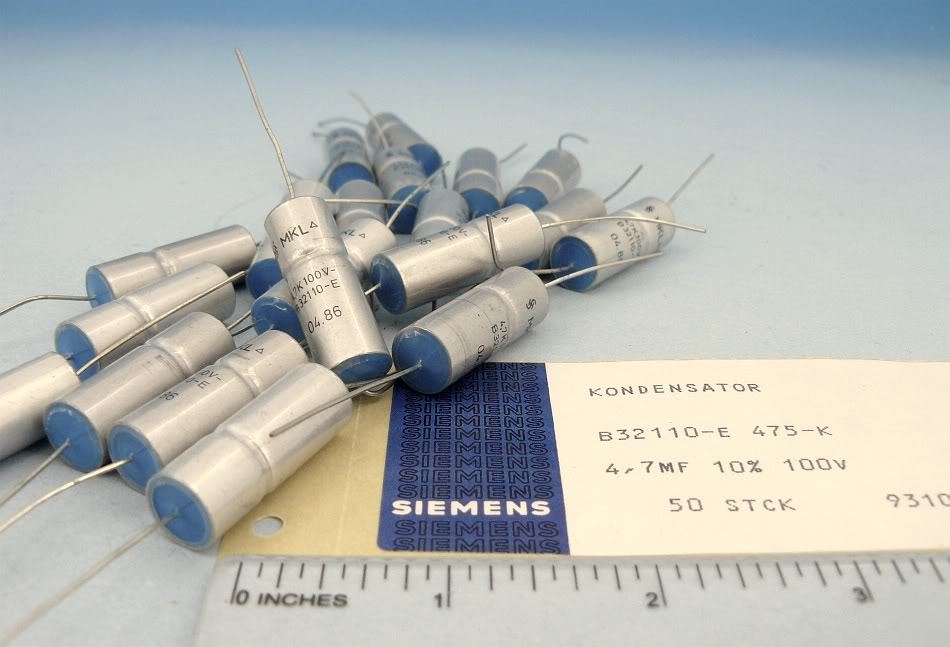 2X mkl siemens cellulose acetate capacitors 4.7UF 100V 