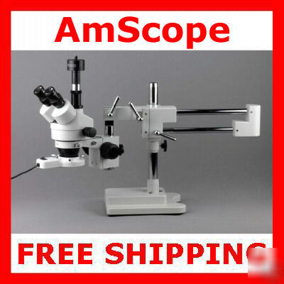  3.0M camera + trinocular 3.5X-90X zoom boom microscope